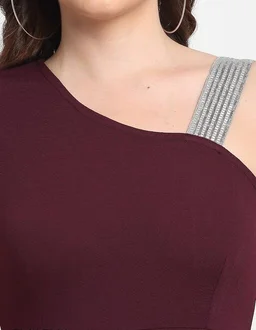 Women Fit and Flare Maroon Dress - XL