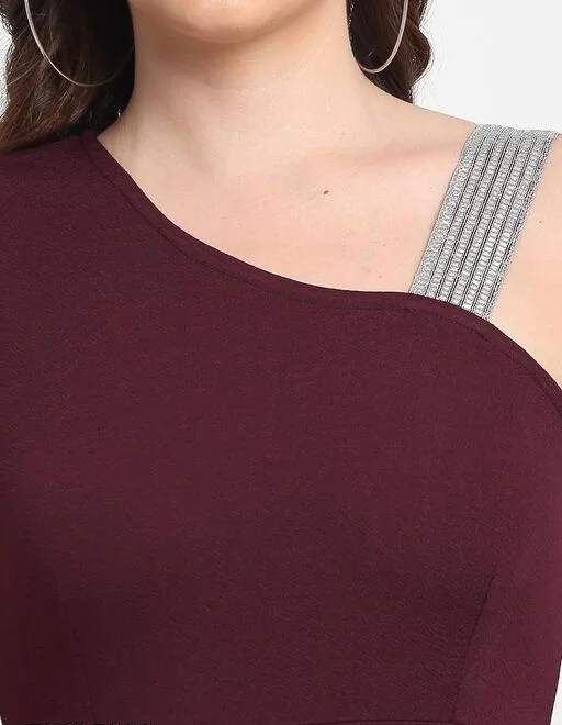 Women Fit and Flare Maroon Dress - XL