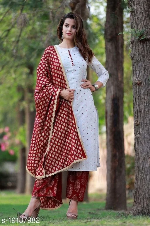 Women Kurti With Palazzo & Dupatta Set - XXL