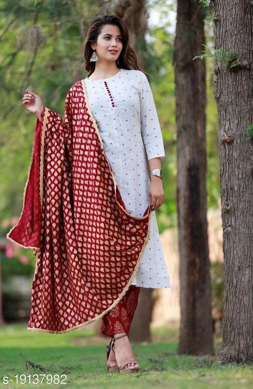 Women Kurti With Palazzo & Dupatta Set - XXL