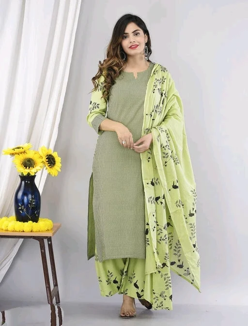 Women Rayon Attractive Kurta with Dupatta set2 - M