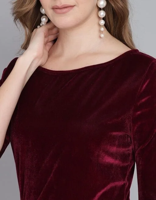 Women Wine Stylish Bodycone Dress - L