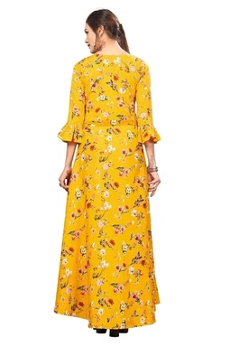 Women's Crepe Bell Sleeve Floor Length Anarkali Maxi Gown 5 - XL