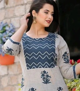 Women's Embroidered Cotton Kurta Palazzos Set - XXL