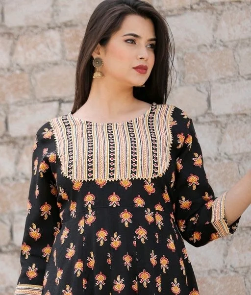 Women's Embroidered Rayon Kurta Palazzos Set - XL