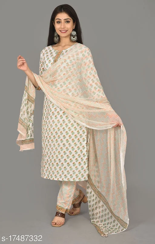 Women's Jaipuri Block Print Cotton Kurta Pant set - M