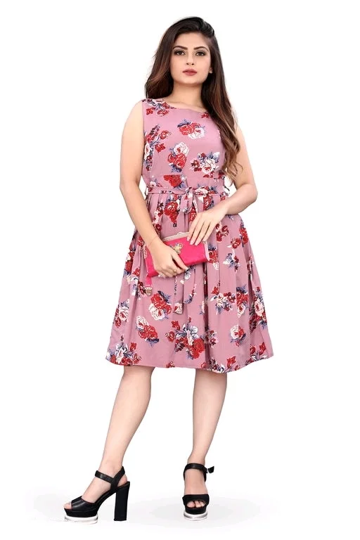 Women's Printed White Crepe Dress 1 - XS