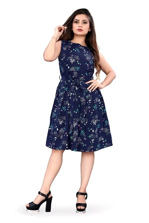Women's Printed White Crepe Dress 4 - XS