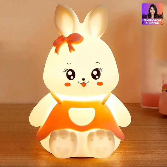 Trending Oaw Super Cute Big Sized Rechargeable Color Change Sitting Smiling Rabbit Bunny Light (Type C Charging) MC969