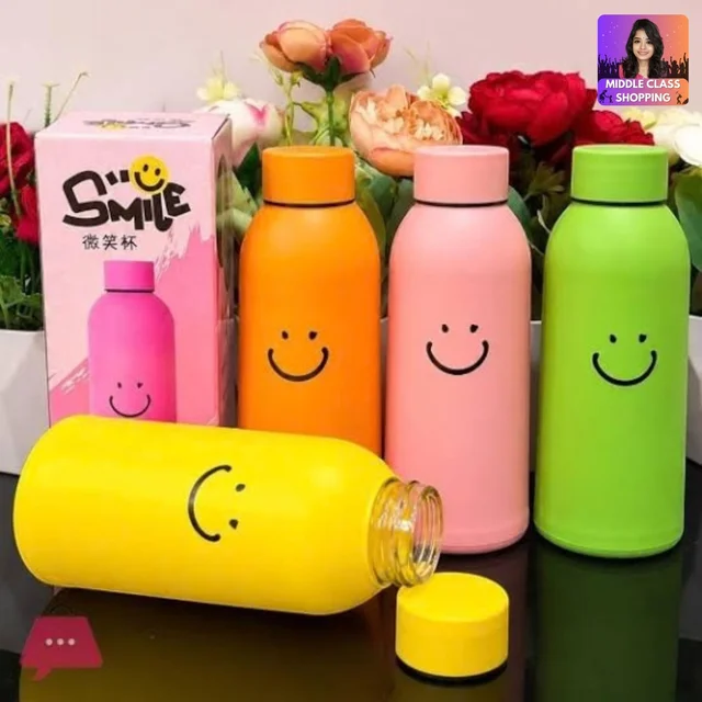 High Quality Cute Smiley Glass Bottles With Thick Plastic Lamination And Best Gift MC952