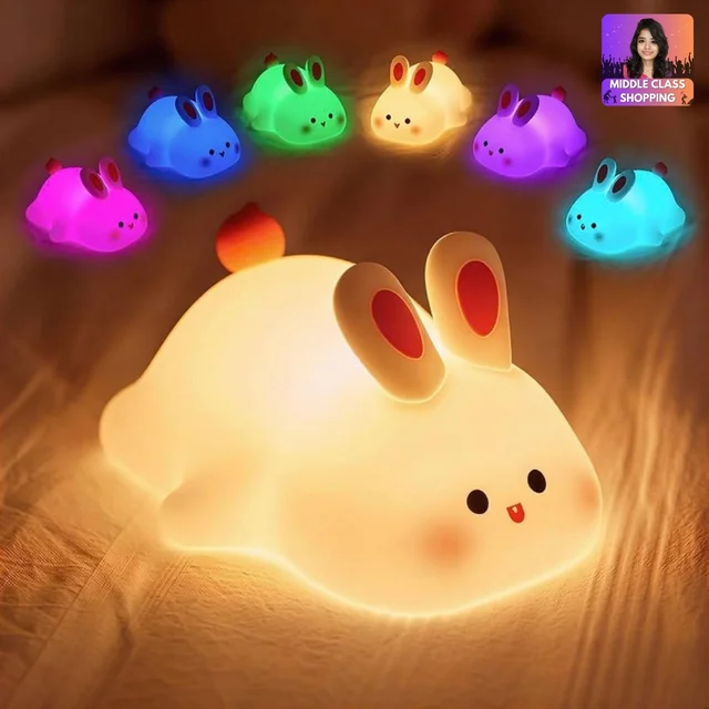 Trending Oaw Super Cute Big Sized Rechargeable Color Change Sleeping Bunny Light (Type C Charging) MC970