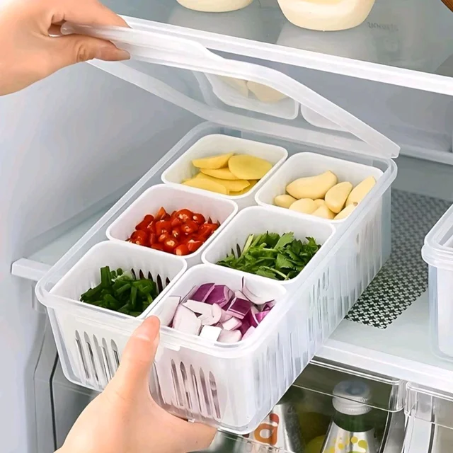 Premium 6 Grid Fridge Storage Container With Lid MC036