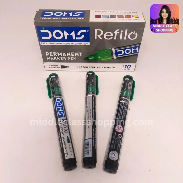 Doms High Quality Bullet Tip Permanent Marker Pen (GREEN) MC240