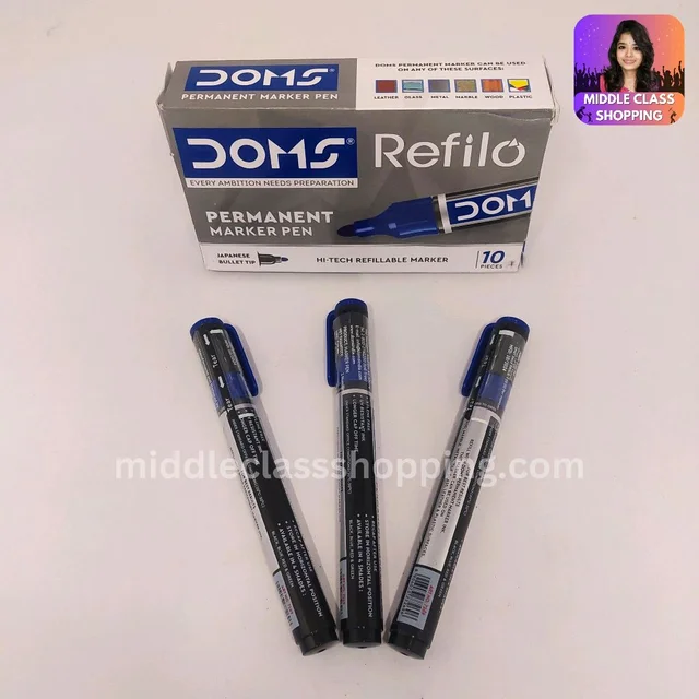 Doms High Quality Bullet Tip Permanent Marker Pen (BLUE) MC241