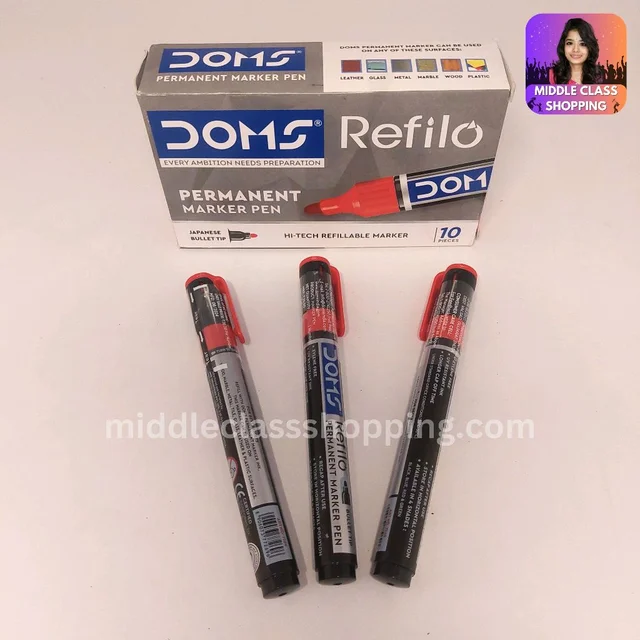 Doms High Quality Bullet Tip Permanent Marker Pen (RED) MC242
