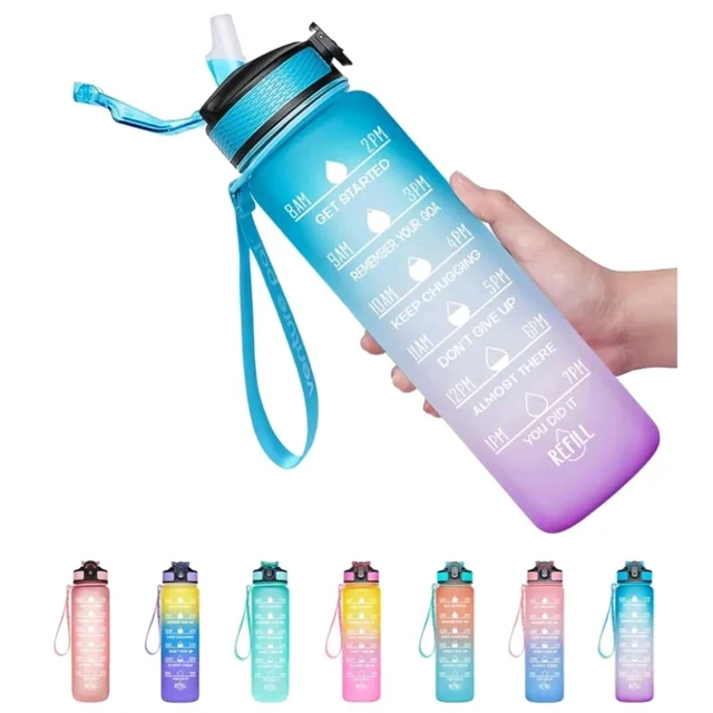 Premium 1L Motivational Time Marked Water Bottles MC486