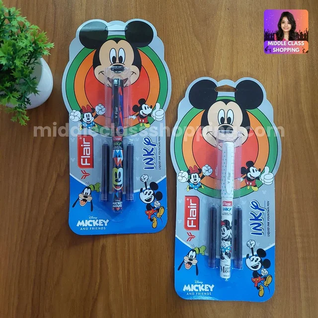 Premium Quality Flair Mickey Mouse Liquid Ink Fountain Pen With 2 Catridges MC568