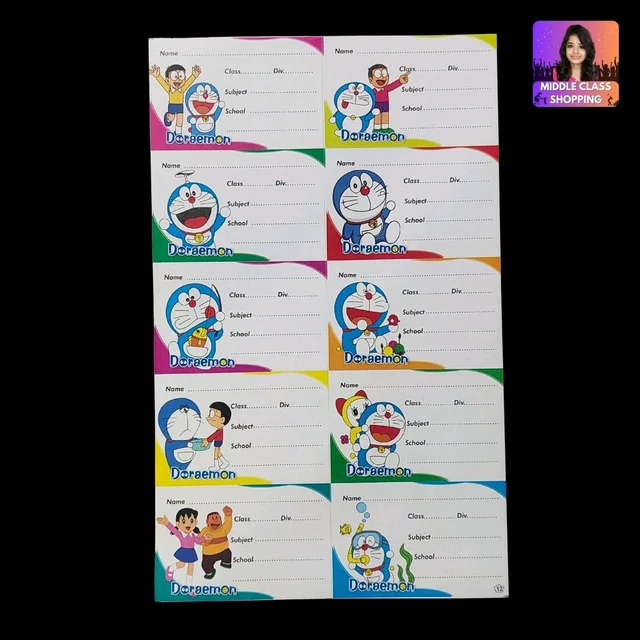 Kids Favorite Doraemon Cartoon School Notebook Label Stickers (10pcs) MC719