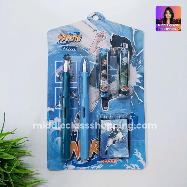 High Quality Cute Students Favourite Naruto Theme 1 Plus 1 Fountain Pens With  4 Long Life Catridges MC803