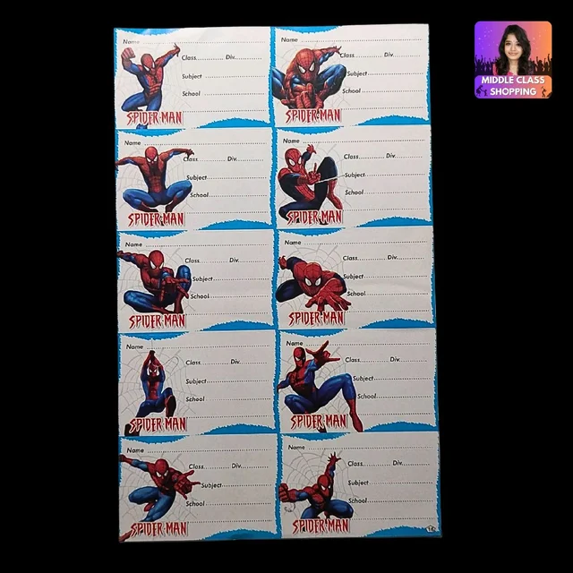 Kids Favorite Spiderman Printed School Notebook Label Stickers (10pcs) MC928