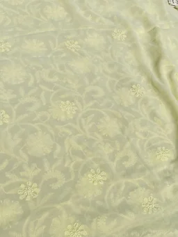 Lemon Chikankari Pure Viscose Unstiched Kurta Dupatta - Lemon Yellow