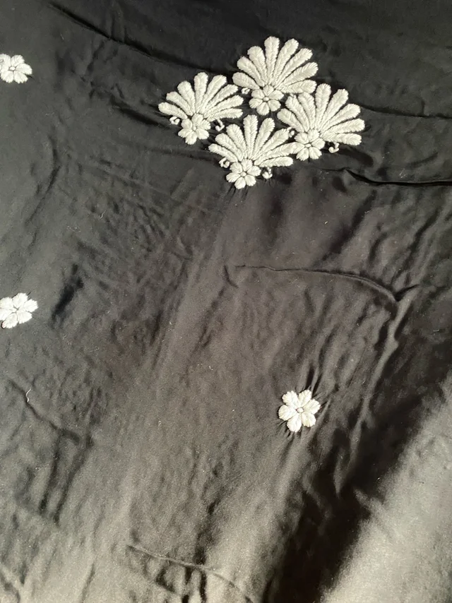 Soft Modal Chikankari Unstiched Dress Material - Unstiched - Unstiched, Black