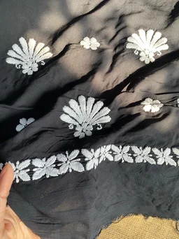 Soft Modal Chikankari Unstiched Dress Material - Unstiched - Unstiched, Black