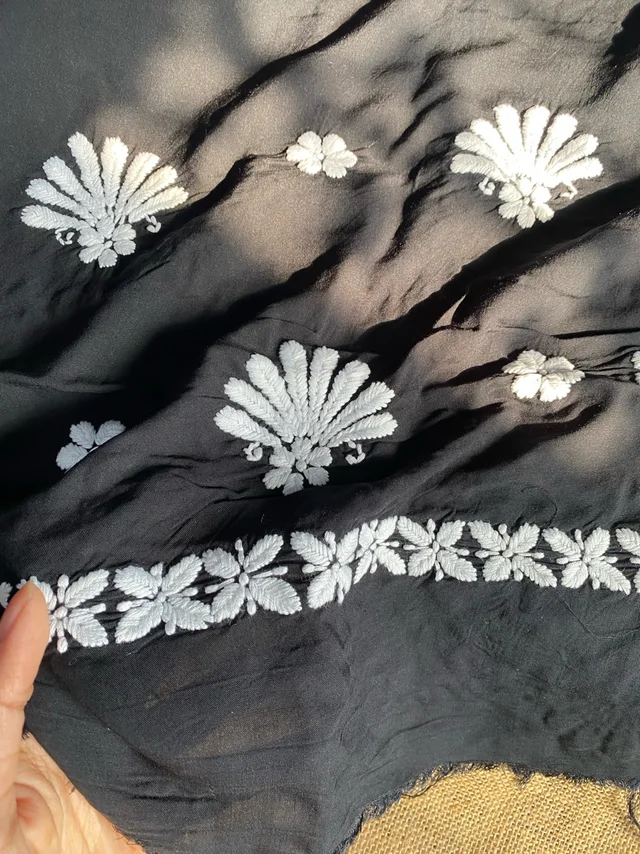 Soft Modal Chikankari Unstiched Dress Material - Unstiched - Unstiched, Black