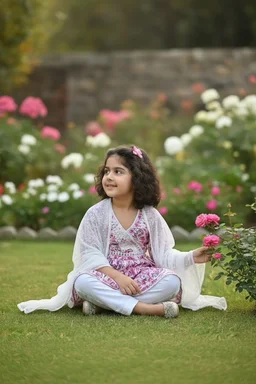 Fiza Angarkha Mul Print Kids Chikankari Set -Pink - 22, pink