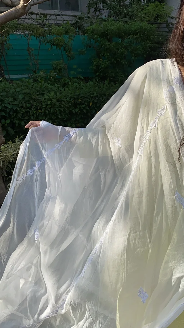 Suroor Chikankari Cheffon Charidar Dupatta