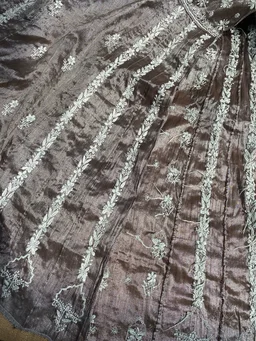 Metallic Coffee Brown Chikankari Tissue Gown Set