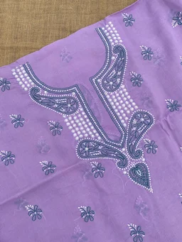 Purple Chikankari Unstiched Cotton Dress Material - Purple