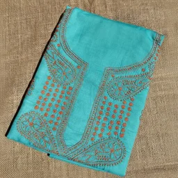 Green Chikankari Unstiched Cotton Dress Material - Firozi Green