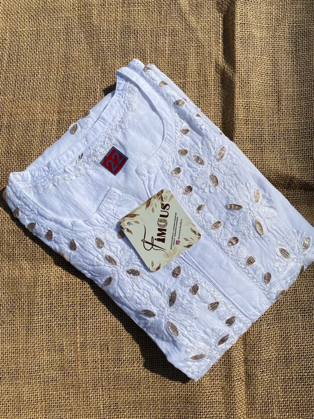 Nanhi Pari - White Chikankari Gotapatti Mulmul Kidswear Set - 36