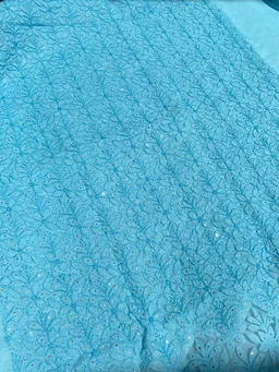 Naaz Chikankari Netpatch Unstiched Kurta - Blue