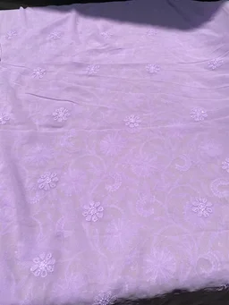Lilac Chikankari Pure Viscose Unstiched Kurta Dupatta - Lilac