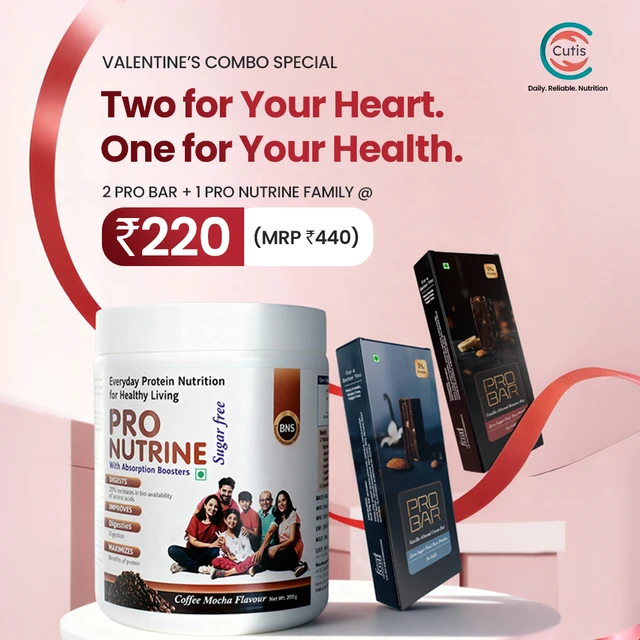 Pro Nutrine PRO NUTRINE Family Protein Powder 200g + Cutis PRO BAR Plant-Based Protein Bars (Pack of 2) | Sugar-Free Nutrition Drink for Family | Gluten-Free High Protein Snack | Coffee Mocha Powder & Vanilla Almond Bars