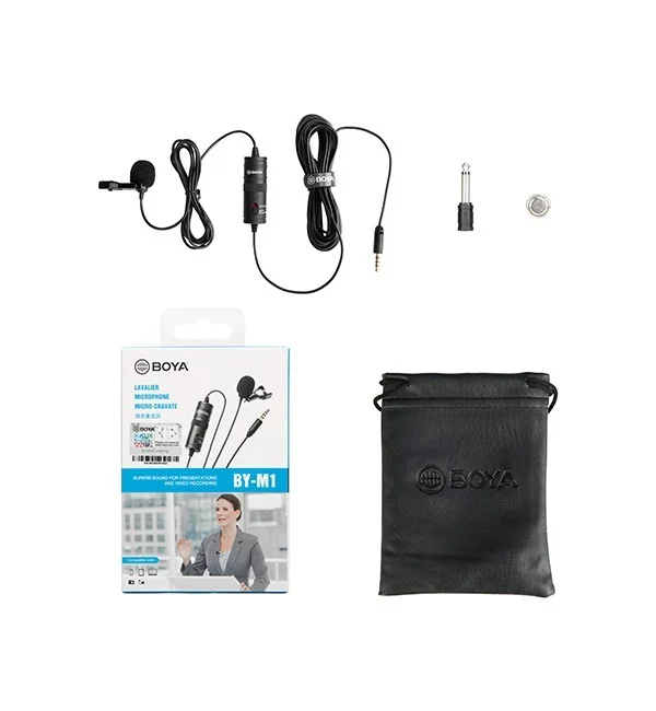 BOYA By-m1 3.5mm Electret Condenser Microphone with 1/4" Adapter for Smartphones, DSLR, Camcorders Microphone