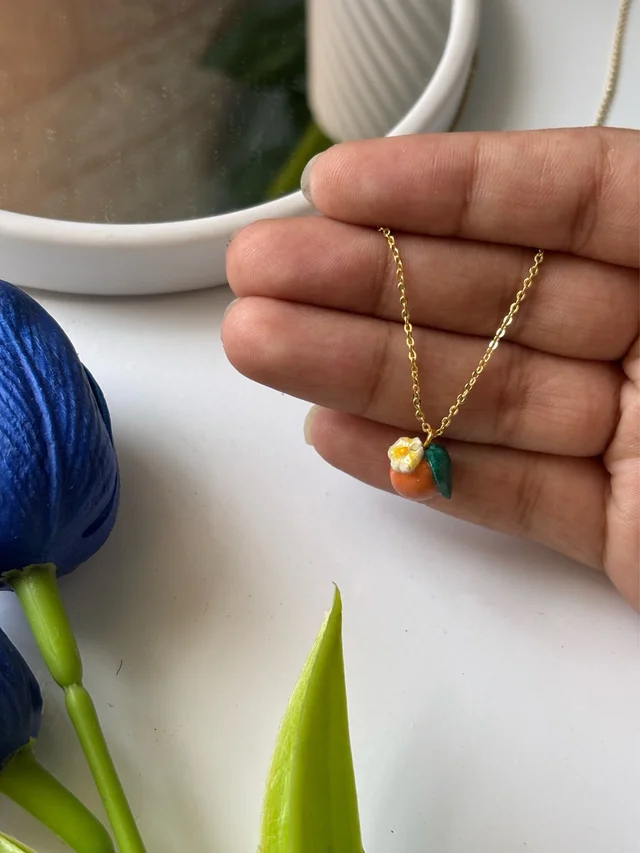 Citrus Bloom Charm Necklace (18K Carat Gold Plated)
