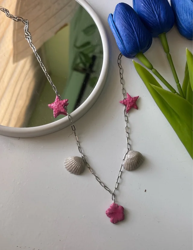 Blush Seashell Charm Necklace🌺✨