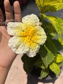 Crochet Pulmeria Keychain