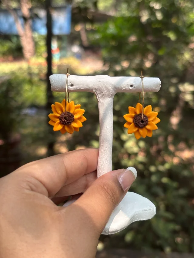 Sunflower Hoop Earrings 🌻✨