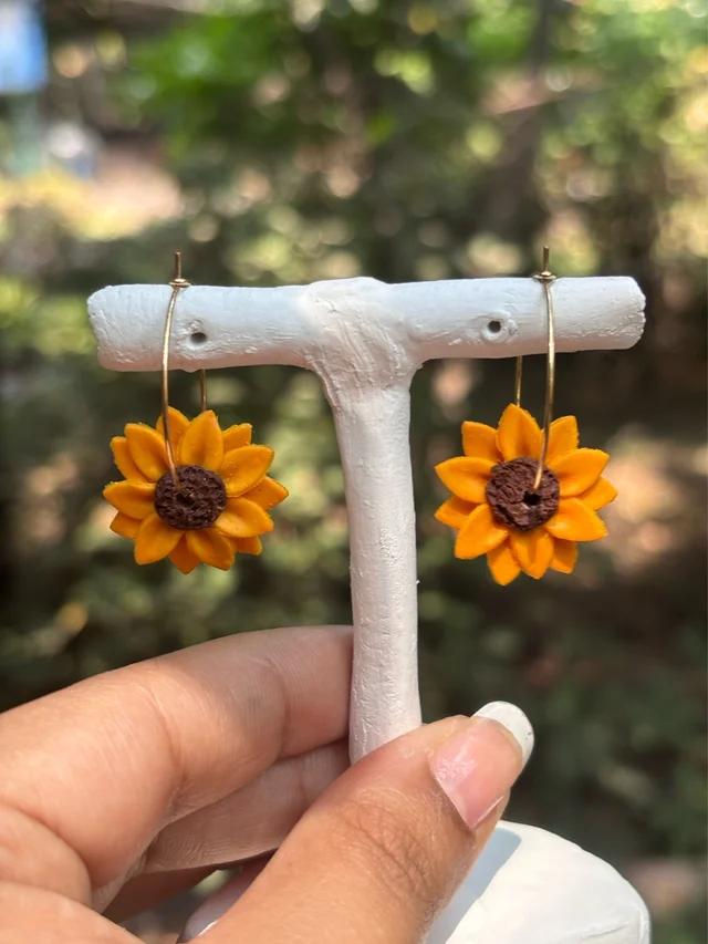 Sunflower Hoop Earrings 🌻✨