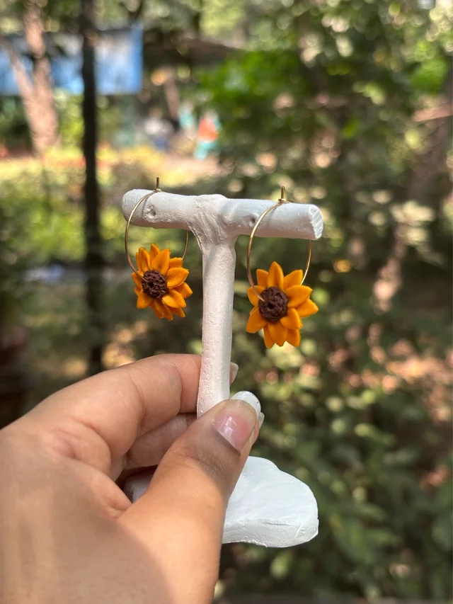 Sunflower Hoop Earrings 🌻✨