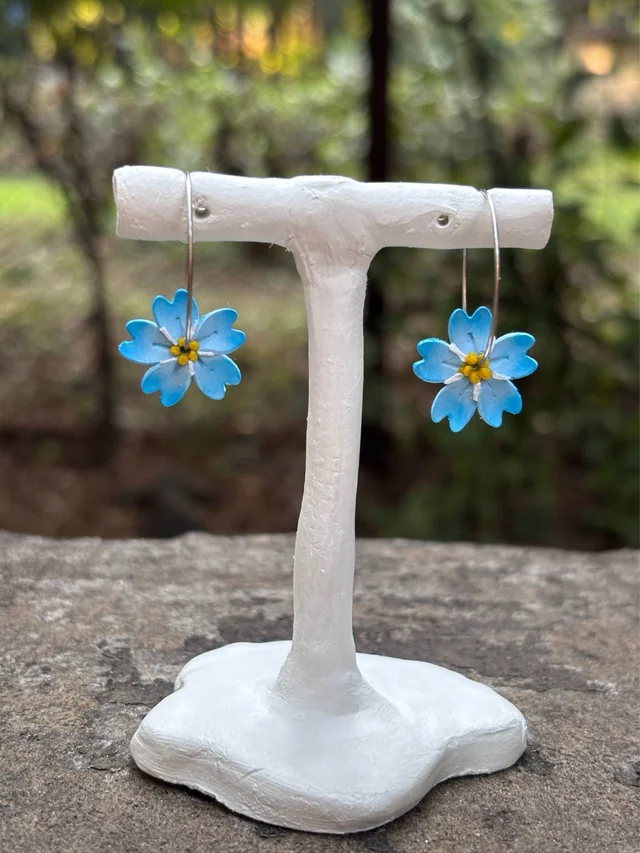 Forget-Me-Not Blue Floral Hoop Earrings 
