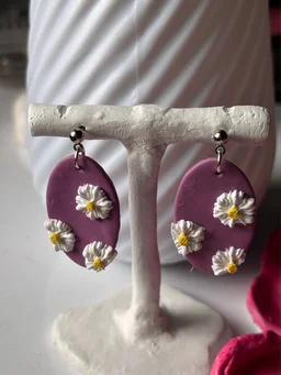 Handmade Daisy Floral Polymer Clay Earrings