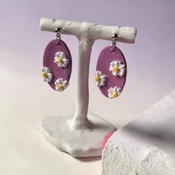 Handmade Daisy Floral Polymer Clay Earrings