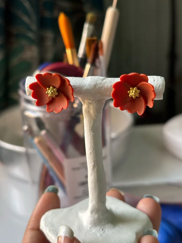 Floral Polymer Clay Stud Earrings