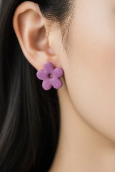 Bloom Pop Floral Stud Earrings - Purple Heart