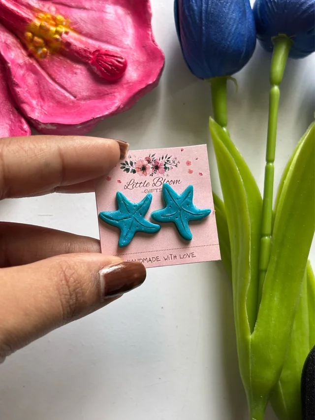 Beachy Shell & Starfish Stud Earrings Set